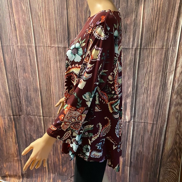 Chico’s size 2 large NWT burgundy maroon purple multi colored floral boho - Picture 6 of 16